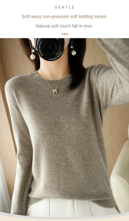 Herbst Winter frauen Pullover Oansatz Kaschmir Solide Pullover Schlank Bodenbildung Shirt Langarm Casual Grundlegende Pull Femme Pullover.