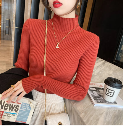 Women Long Sleeve Casual Turtleneck Warm Basic Sweater Chic Autumn Winter 2025 Pullovers Knit Jumpers Solid Color Slim Tops