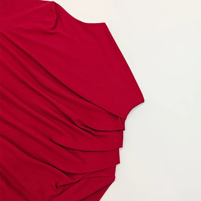 New fashion women's casual slim fit pleated high neck long sleeved solid color top t-shirt.