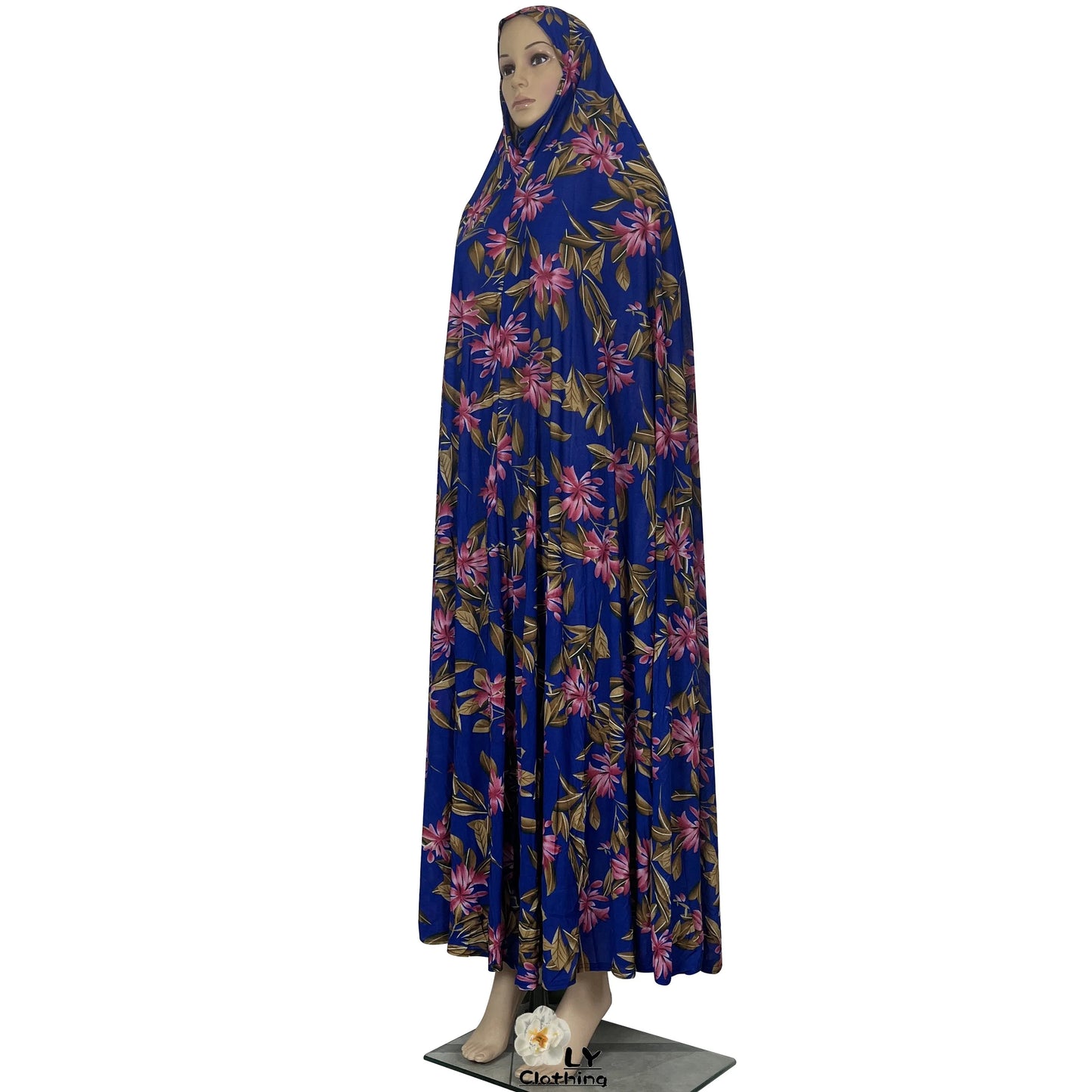 New Dubai Islamic Robe Ramadan Womens Hooded Abaya African Sleeveless Loose Soft Prayer Garment Muslim Floral Dress With Hijab.