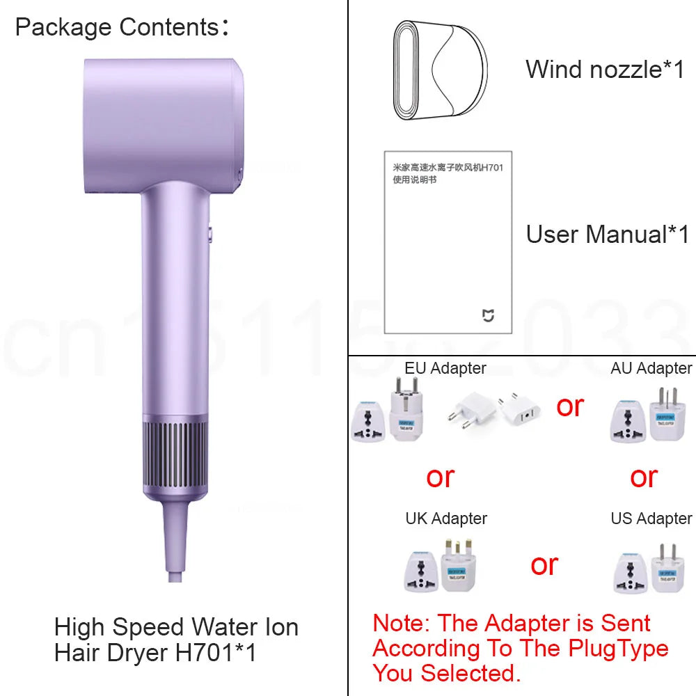 XIAOMI MIJIA High Speed Water Ion Hair Dryer H701,4 Temps & 3 Speeds,Professional 1600W Ionic Blow Dryers,110000 Rpm Fast Dry
