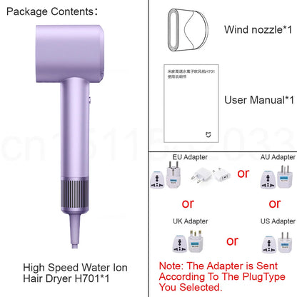 XIAOMI MIJIA High Speed Water Ion Hair Dryer H701,4 Temps & 3 Speeds,Professional 1600W Ionic Blow Dryers,110000 Rpm Fast Dry