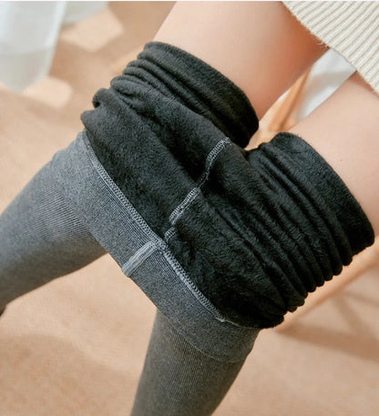 Women's Fall Winter Ribbed Vertical Stripe Thermal Leggings Fleece Thickened  Street Ready Seamless High Waist Thermal Pants.