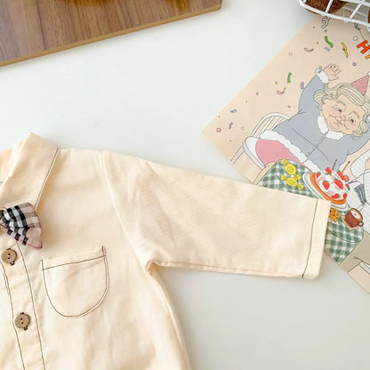 Neugeborenen Baby Prinz Sommer volle Hülse Fliege Gentleman Stil Outfits Infant Kinder Overalls Baumwolle Kleidung Mode Bodys