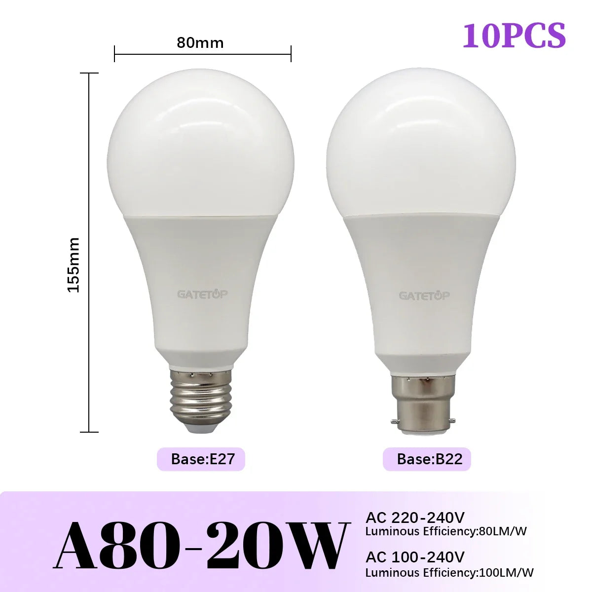 1/10PCS Energiesparlampe E27 B22 Lampen A60 A80 AC220V 230V 110V LED-Licht 20W 18W 24W für Home Derection Wohnzimmerbeleuchtung
