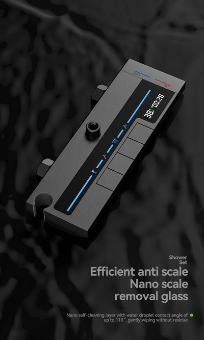 Space Aluminum Shower Set Digital Display Faucet Set , Piano Button With Ambient Light Bathroom Faucets Shower Head