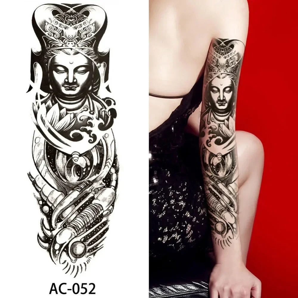 16 Designs Full Arm Temporary Tattoo Sleeve Waterproof Tattoos For Cool Men Women Tattoos Stickers On The Body Art #272596.