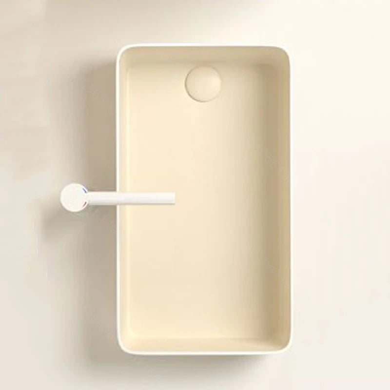 Rechteckiges Waschbecken aus Porzellan-Keramik für Badezimmer, modernes Waschbecken über der Theke mit Abflussset, Waschtischwaschbecken auf der Arbeitsplatte