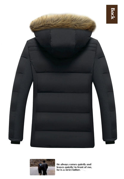 Winter Men's Cotton Jacket with Fleece for Middle-aged and Elderly People Warm Coat, Windproof Winter Coat Parka Coat.