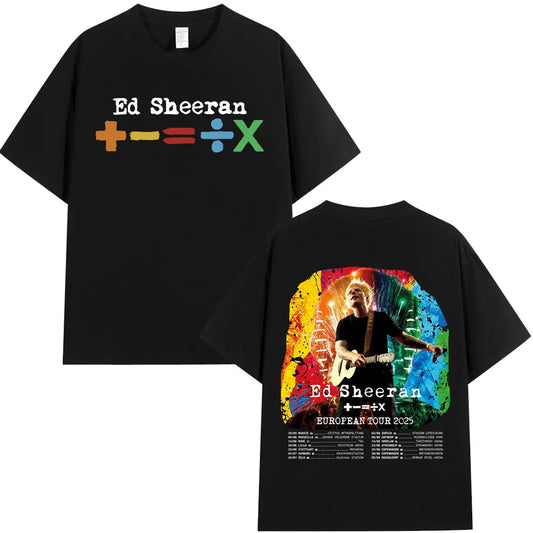 Ed Sheeran European Tour 2025 T Shirts Men Women Clothing Summer Cotton Casual Short Sleeve T-shirt Fashion Oversized Tee Shirt.