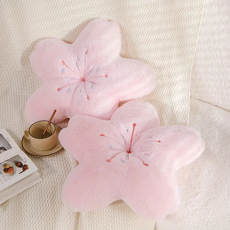 Super Soft Cherry Blossom Flower Pillow, Princess Style Love Pillow for Living Room, Adult, Cute Niche Gift for Valentine's Day.