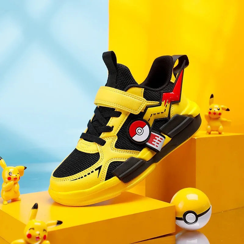 Pokemon Pikachu Children Sports Shoes Spring and autumn Fashion Anime Boy Sneakers Student Breathable Non-slip Running Shoe.
