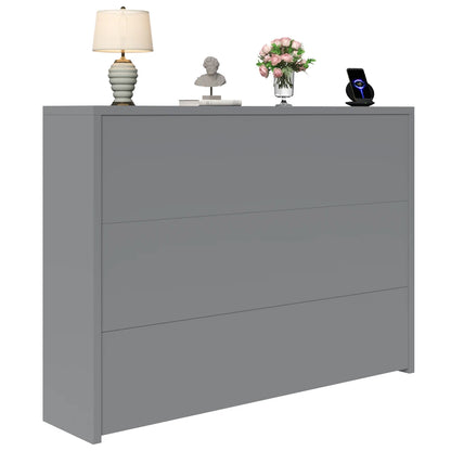 Klappbarer Schreibtisch mit Rollen und kabellosem Ladegerät – 2-in-1-Sideboard und Arbeitsplatz, mit Regal und Kippschutz, Rollen mit Bremstisch