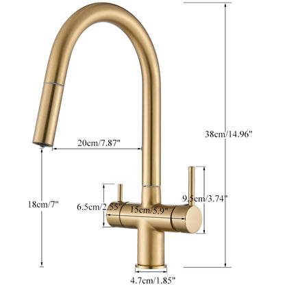 Filter Kitchen Faucet Pull Out Flexible Drinking Water Kitchen Faucets Dual Handle Metal 2 in 1 Hot Cold Water Mixer Tap