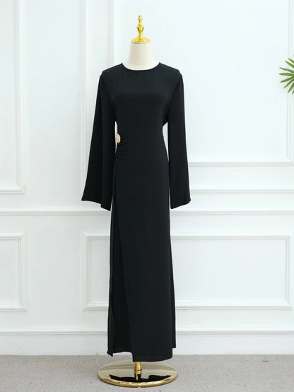 Muslim Women Arabic Dubai Abaya Solid Drawstring Long Dress Modest Ramadan Kaftan Robe Femme musulmane Islam Clothing Kebaya