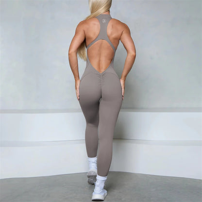 2025 Allure The Brand Zipper Women Tracksuit Yoga Set One Piece Jumpsuit Workout Scrunch Legging Rompers Sport Gym Active Suit.