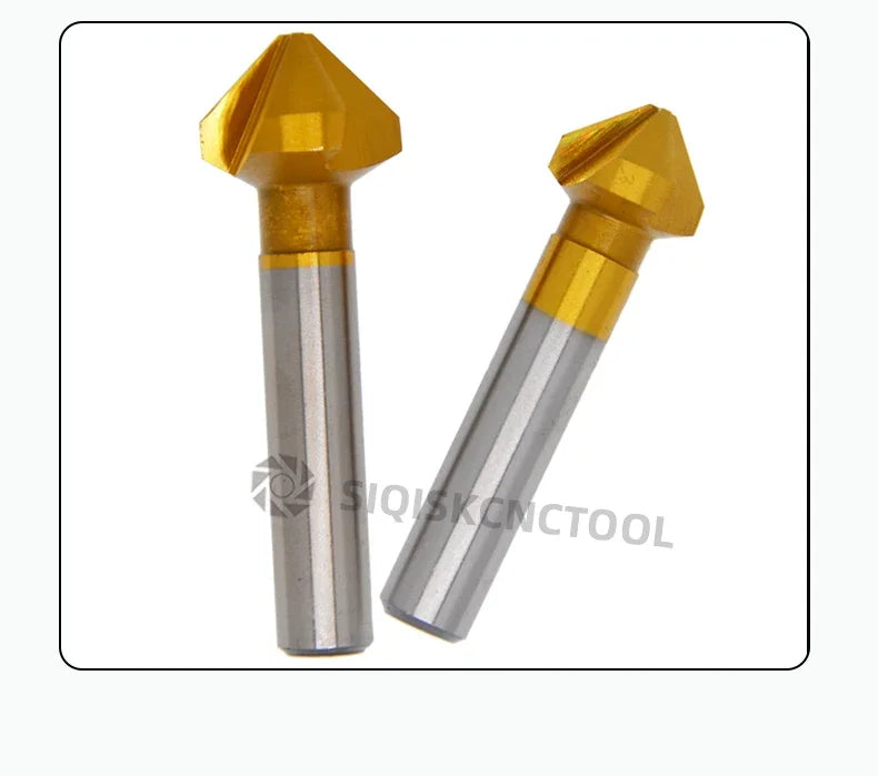 SLUGB 90 Grad 3-schneidiges HSS-Fasenfräser-Schaftfräser-Werkzeug für Holz, Stahl, Senker, Bohrer-Set, Elektrowerkzeug, fertig