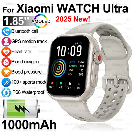 2025 New For Huawei Xiaomi Smart Watch Men Women 1.85-Inch HD AMOLED Full Touch Screen IP68 Waterproof Bluetooth Call SmartWatch.