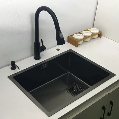 Nano mattschwarzes Küchenspülbecken über der Theke oder Udermount-Spülbecken, Gemüsewaschbecken, Einzelwaschbecken aus Edelstahl für die Küche