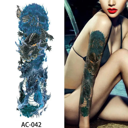 16 Designs Full Arm Temporary Tattoo Sleeve Waterproof Tattoos For Cool Men Women Tattoos Stickers On The Body Art #272596.