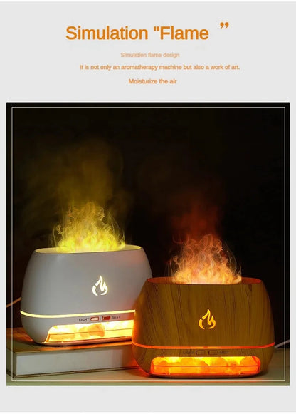 New Himalayan Crystal Salt Stone Aroma Air Humidifiers 3D Flame Fire Colorful Night Light Aromatherapy Essential Oil Diffuser.