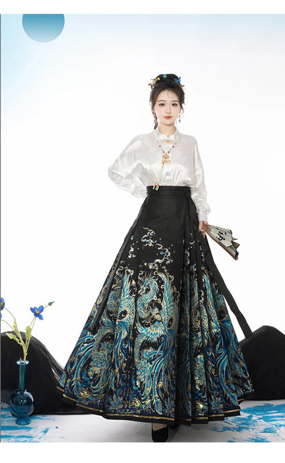 Original Dragon Phoenix Woven Gold Skirt Ma Mian Skirt Han Fu Makeup Hua Ming Ma Mian Skirt Women's Spring 2024 Chinese HANFU.