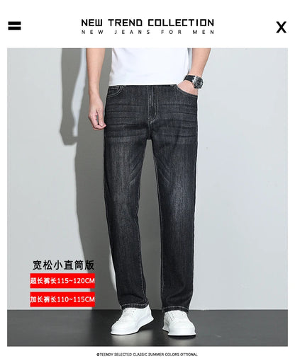 190 cm 200 cm hohe Jeans für Herren, gerade, normale Passform, Denim-Hose, männlich, Teeneeger, Stretch, extra lang, Länge 110, 115 cm, 120 cm, verlängert