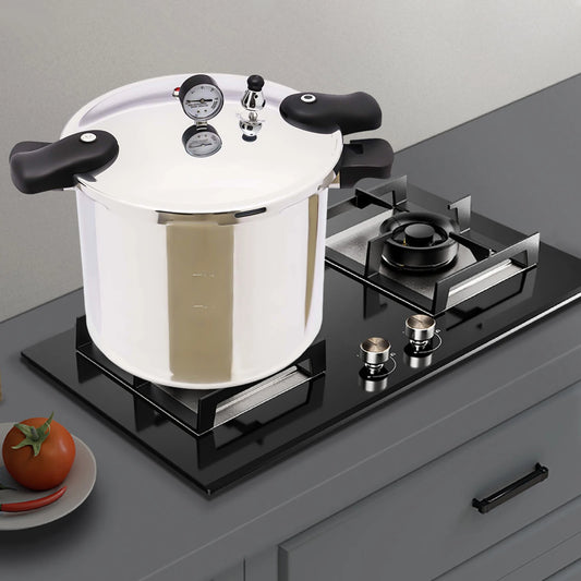 23 Quart 22L 90kpa Pressure Canner and Cooker with Pressure Gauge 10PSI Explosion Proof Safety Valve Extra-Large Size.