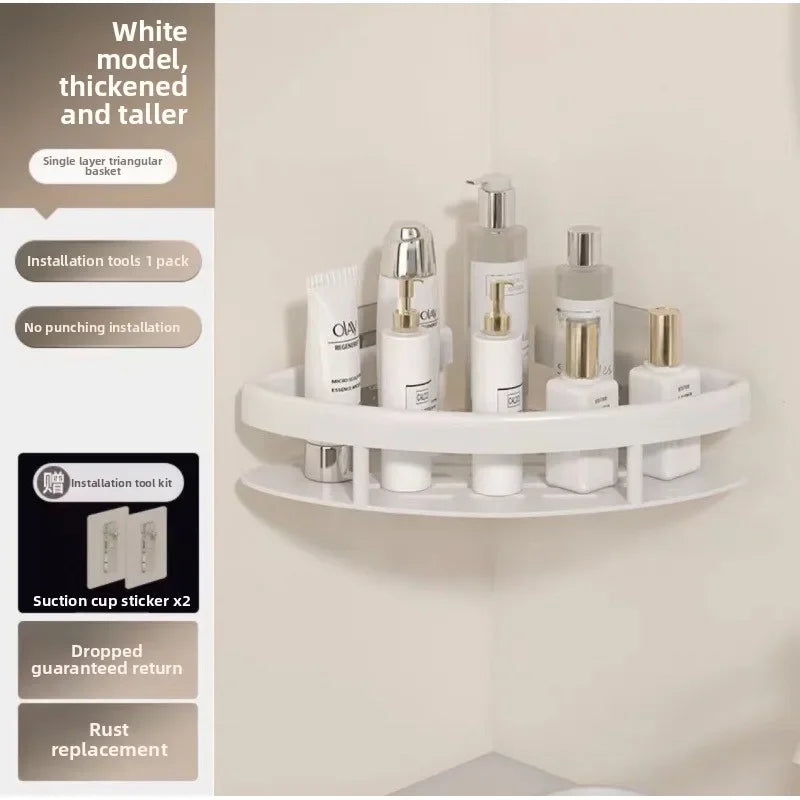 Nicht perforierte weiße dreieckige Badezimmerregale, Aufbewahrungsregal, WC, Ecke, Dusche, Aufbewahrungsregal, Badezimmer-Eckregal, Zubehör