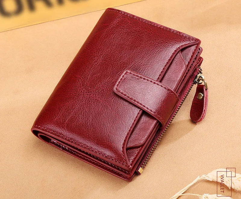 2024 New Short Women Wallets Genuine Leather Zipper Coin Pocket Women Purse Name Engraved Quality Card Holder Kpop Female Wallet.