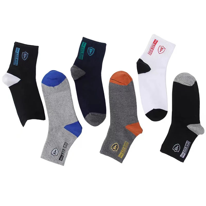 5 Pairs of Autumn and Winter MEN'S Sports Socks for Summer Leisure, Sweat Wicking, Lightweight and Breathable Basketball Socks.
