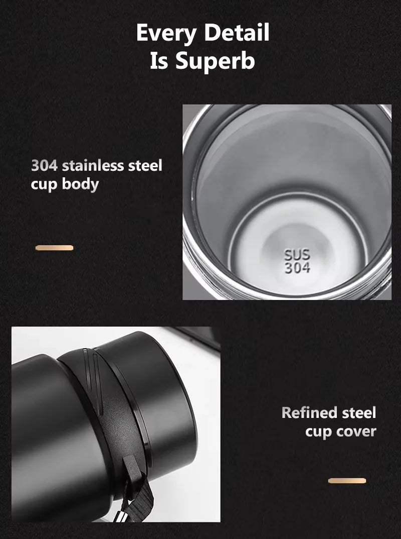 1L Stainless Steel In-vehicle Thermos Water Bottle Keep Cold and Hot Water Bottle Thermos for Water Tea Vacuum Flasks.