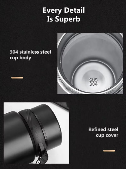 1L Stainless Steel In-vehicle Thermos Water Bottle Keep Cold and Hot Water Bottle Thermos for Water Tea Vacuum Flasks.