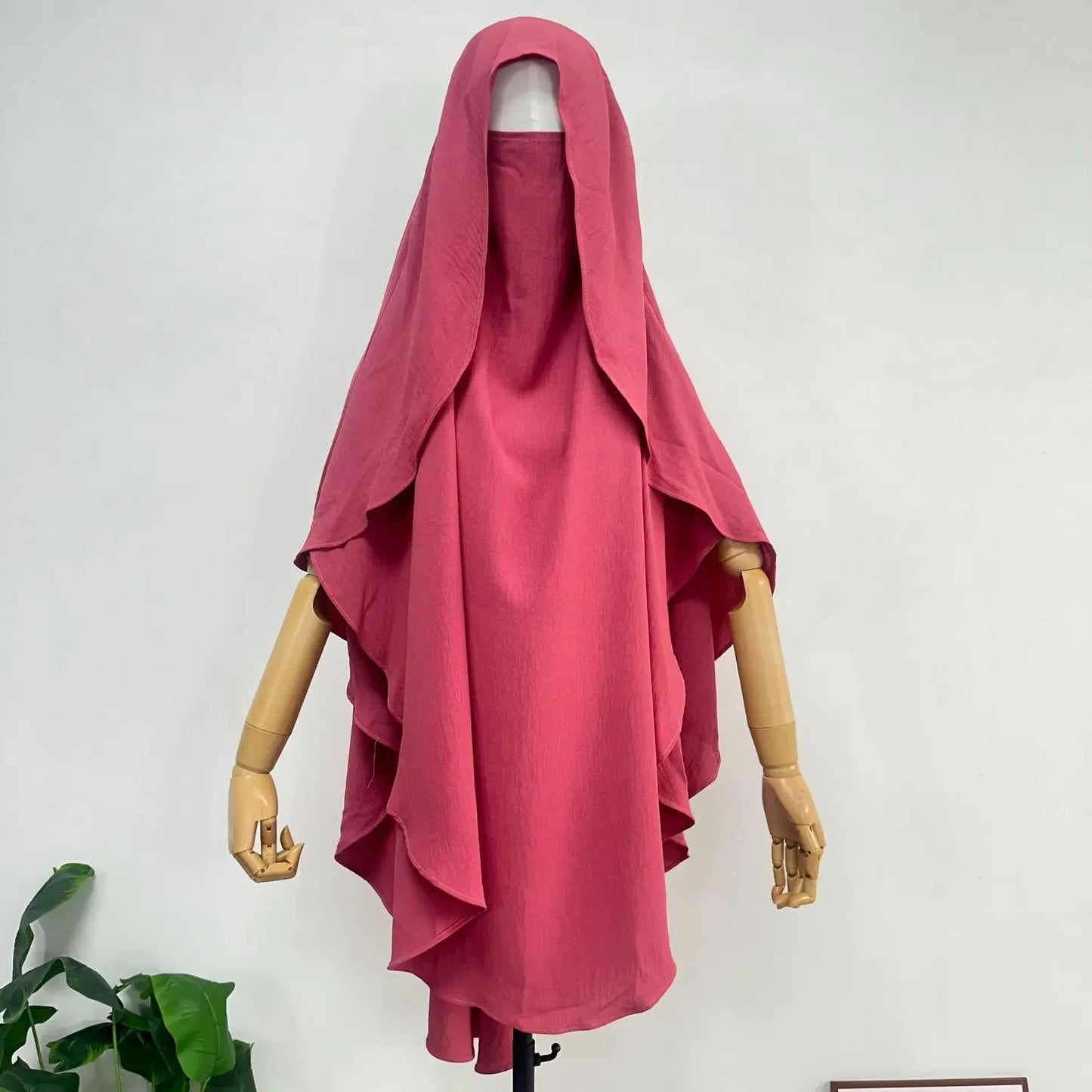 2025 Summer Muslim Women's Hijabs Traditional Soft Plain Scarf Khimar One Layer Stretch Soft Split Traditional Zip Chador