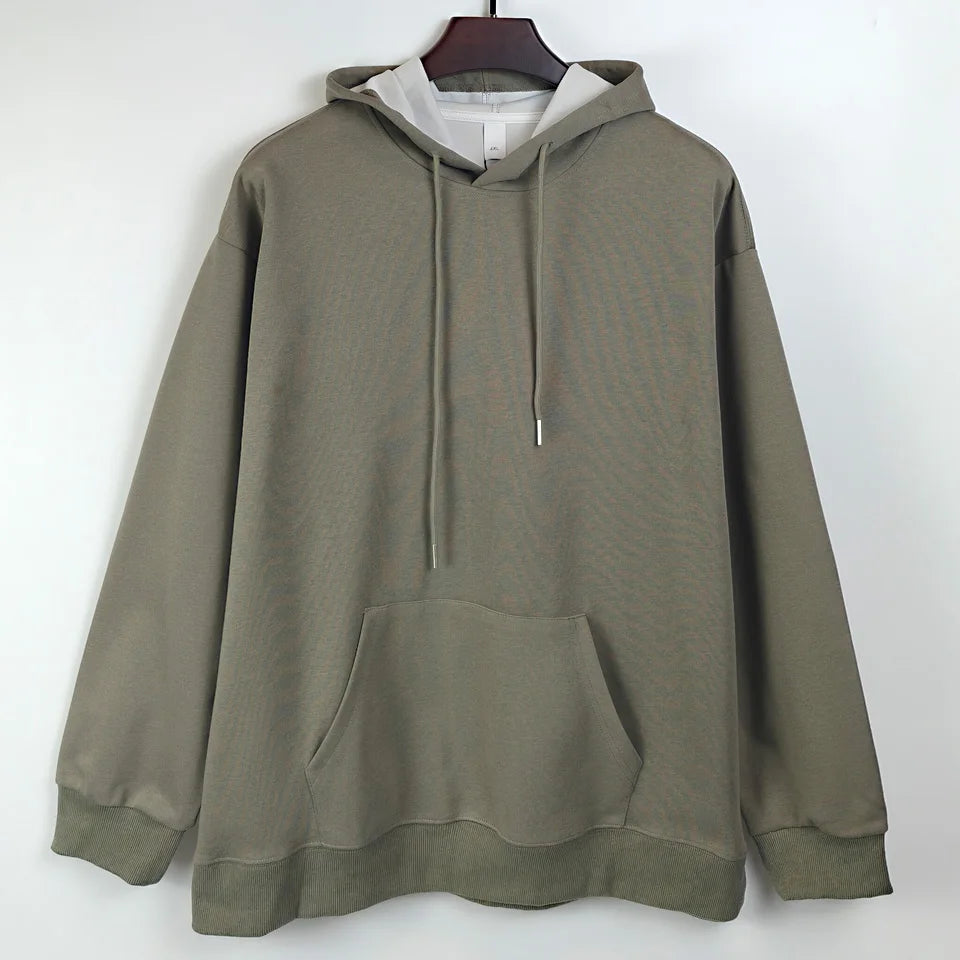 470G-570G HeavyWeight Cotton New Autumn Casual Men's Top Solid Color Loose Pullover Hoodies Sweatshirt Long-Sleeve Men Clothing