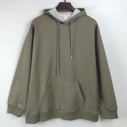 470G-570G HeavyWeight Cotton New Autumn Casual Men's Top Solid Color Loose Pullover Hoodies Sweatshirt Long-Sleeve Men Clothing