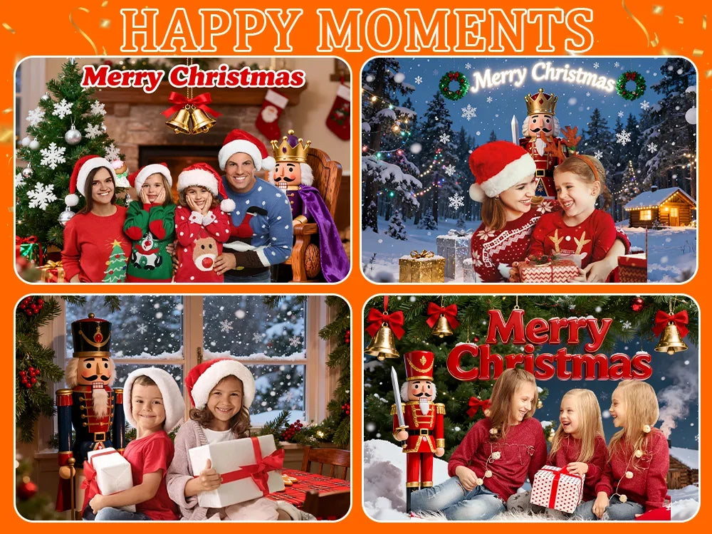 Tauabdruck Weihnachten Nussknacker Dekorationen Hintergrund Banner Hintergrund Schneemann Geschenk Weihnachtsbaum Glocke Wandbehang Party Supplie Prop.