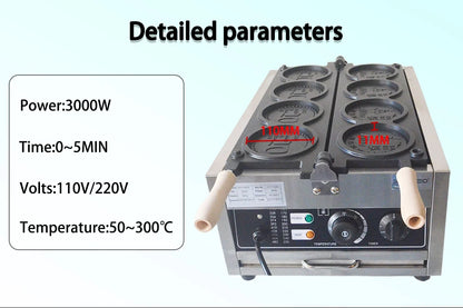 XEOLEO Commerical 4PCS Korean Coin Waffle Maker 3000W Non-stick Coating Gold Coin Bread Waffle Making Maker Electric/Gas.