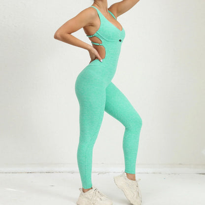 Seamless Yoga Jumpsuits Sports Fitness Peach Hip Raise Cross Beauty Back Dance Belly Contracting One-piece Tracksuits for Women