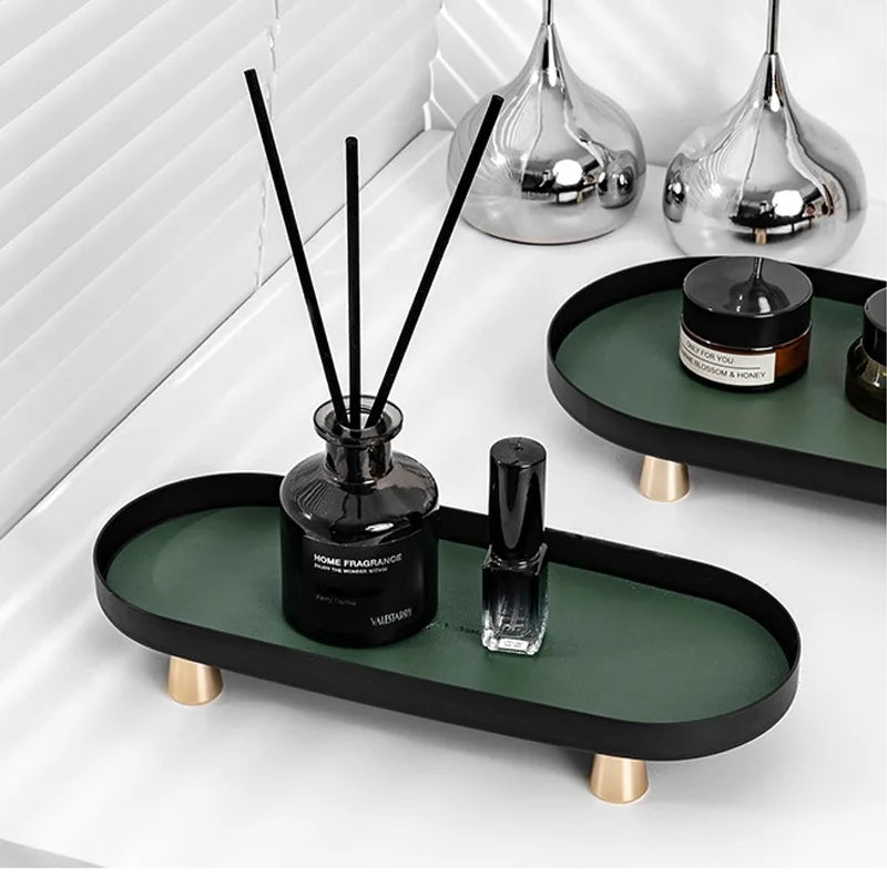 Wrought Iron Velvet Tray | Luxury Entryway Organizer w/ Leather Accent | Stackable Jewelry Display | Multi-Level Table Sculpture.