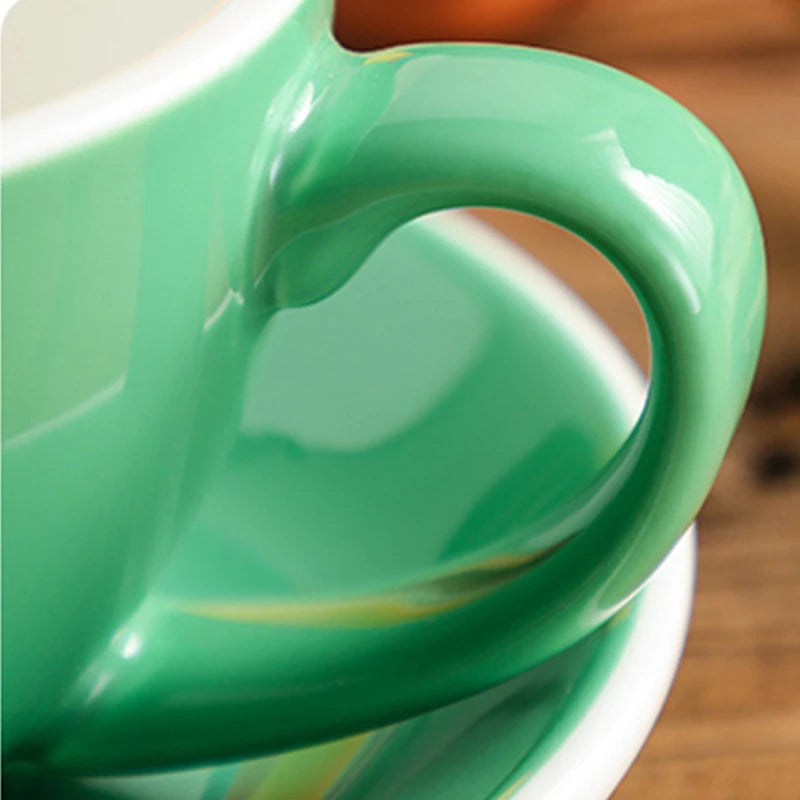 300ml Ceramic Coffee Cup and Saucer Set Pottery Latte Cups Breakfast Milk Mug Afternoon Teacup Porcelain Water Mugs Wholesale.