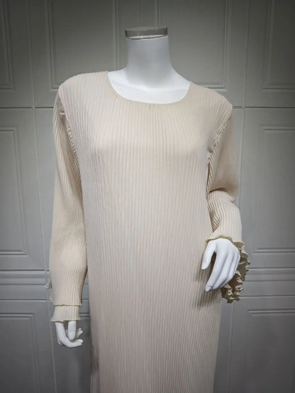 Eid Muslim Dress for Women Pleated Flare Sleeve Jalabiya Kaftan Islam Vestidos Arab Long Robe Ramadan Morocco Dubai Abayas 2024