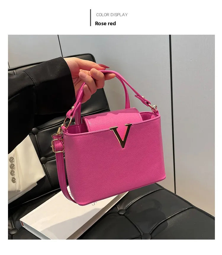 Luxury Women's Tote Bag, Chic V Shaped Stylish Pu Leather Bucket Bag, Top Cover Handbag Women Shoulder Crossbody Bag for Woman.