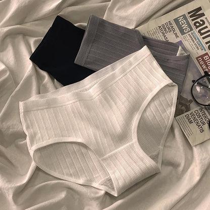 3PCS/Set Sports Style Cotton Women's Panties Girls' Underwear Breathable Mid Waist Shorts Sexy Lingerie Plus Size Solid Briefs.