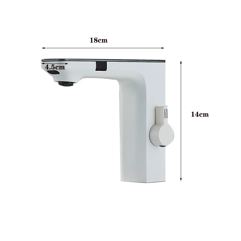 Touchless Sensor Basin Faucet Smart Digital Display Bathroom Sink Faucet Grey Sense Hot Cold Water Mixer Tap Battery Power