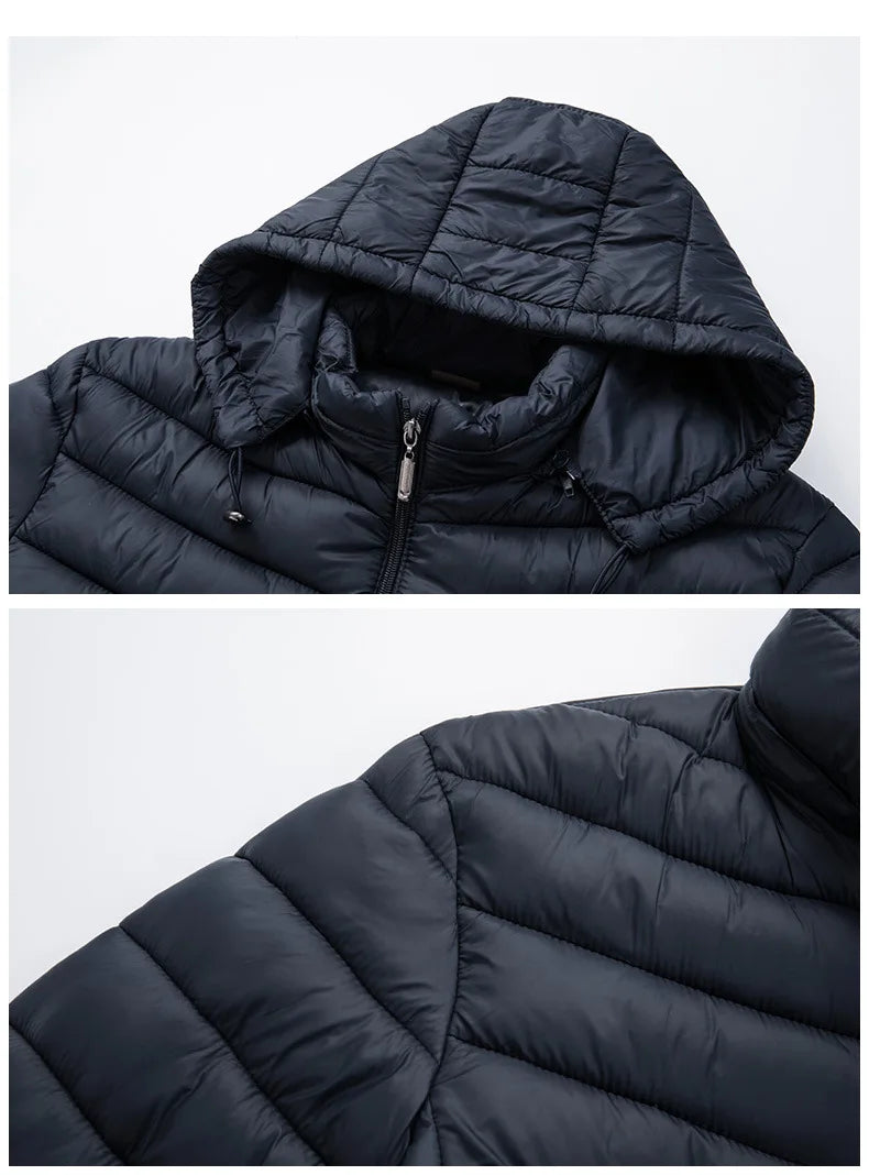 New Autumn Men's Thin Cotton Jacket Ribs Middle-aged and Elderly Hooded Cotton.