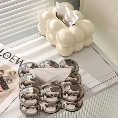 Luxury Tissue Boxes Marshmallow Ceramic Tissue Box Cream Tissue Holder Cover Napkin Holder Storage Box Home Living Room Decor.