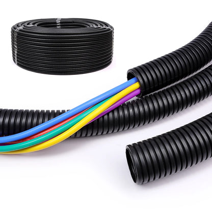 1/5/10M Black Wire Conduit Convoluted Tubing Wire Threading Plastic Sleeve Flexible Split Loom Wire Cover Cable Wrap Protector.