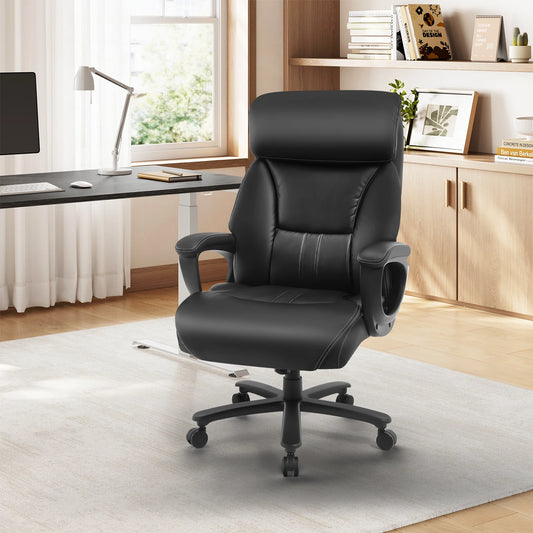 WOLTU Bürostuhl, ergonomischer Computertisch, großer Stuhl mit Kopfstütze, PU-Leder, Chefsessel für Büro, Spiel, Konferenzraum