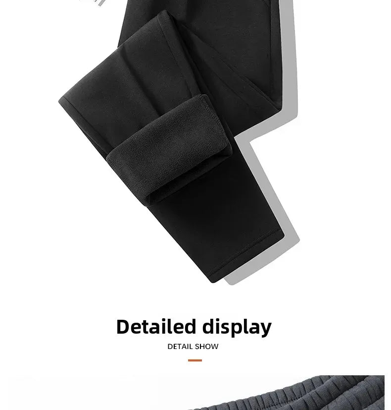 Men's Plus Size Pants Thickened Fleece Lined Thickened Autumn Winter Casual Trousers Loose Warm Outerwear Cold Proof Clothing